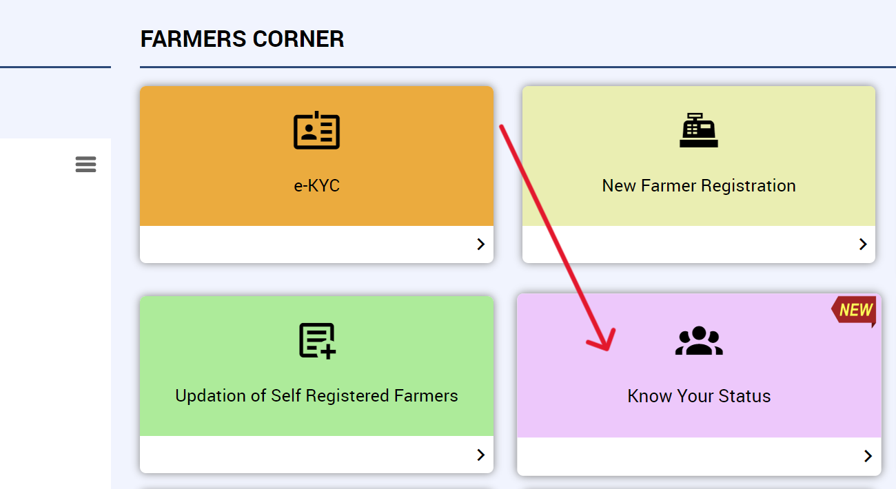 इसके बाद “फॉर्मर कॉर्नर” में “Know Your Status” पर क्लिक कर दें।