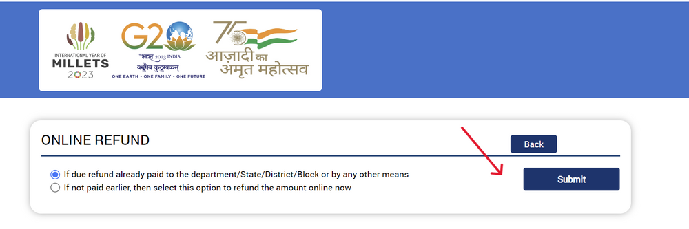 यदि पहले भुगतान नहीं किया गया था तो अब ऑनलाइन भुगतान करने के लिए इस विकल्प पर क्लिक करें।