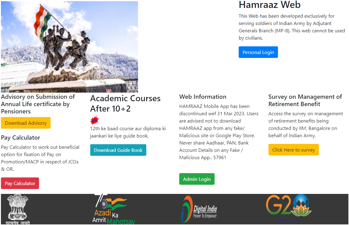 Home Page – Hamraaz Web | Personal Login – Hamraaz Mobile APP