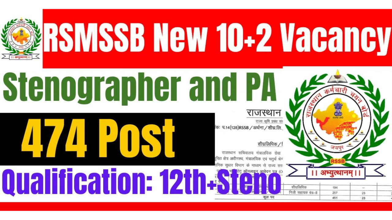 RSMSSB Stenographer, PA Online Form 2024